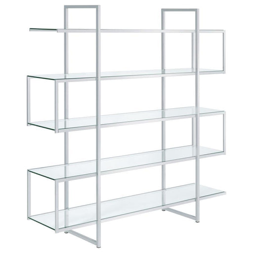 Elmer - 5-Shelf Bookshelf - Clear And Chrome - Premium Standard Bookcases from CoasterElevations - Just $569! Shop now at Furniture Wholesale Plus  We are the best furniture store in Nashville, Hendersonville, Goodlettsville, Madison, Antioch, Mount Juliet, Lebanon, Gallatin, Springfield, Murfreesboro, Franklin, Brentwood