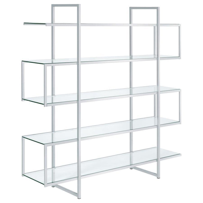 Elmer - 5-Shelf Bookshelf - Clear And Chrome - Premium Standard Bookcases from CoasterElevations - Just $569! Shop now at Furniture Wholesale Plus  We are the best furniture store in Nashville, Hendersonville, Goodlettsville, Madison, Antioch, Mount Juliet, Lebanon, Gallatin, Springfield, Murfreesboro, Franklin, Brentwood