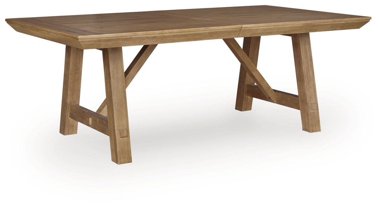 Ridgester - Rectangular Dining Room Extension Table - Light Brown – Dining Tables with Extensions by Benchcraft® at Furniture Wholesale Plus , Nashville furniture store