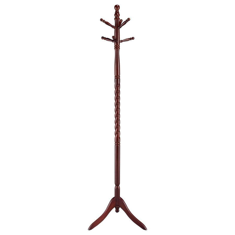 Riona - 6 Hook Freestanding Wood Coat Rack Hat Hanger - Merlot – Freestanding Coat Racks by CoasterEveryday at Furniture Wholesale Plus , Nashville furniture store