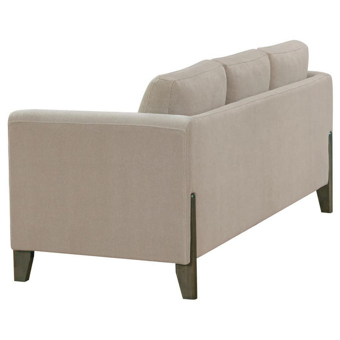 Islington - Fabric Upholstered Panel Arm Sofa - Taupe – Stationary Sofas by Coaster Fine Furniture at Furniture Wholesale Plus , Nashville furniture store