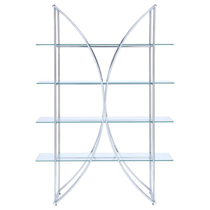Larson - 4-Shelf Glass Bookshelf - Chrome - Premium Standard Bookcases from CoasterEssence - Just $409! Shop now at Furniture Wholesale Plus  We are the best furniture store in Nashville, Hendersonville, Goodlettsville, Madison, Antioch, Mount Juliet, Lebanon, Gallatin, Springfield, Murfreesboro, Franklin, Brentwood