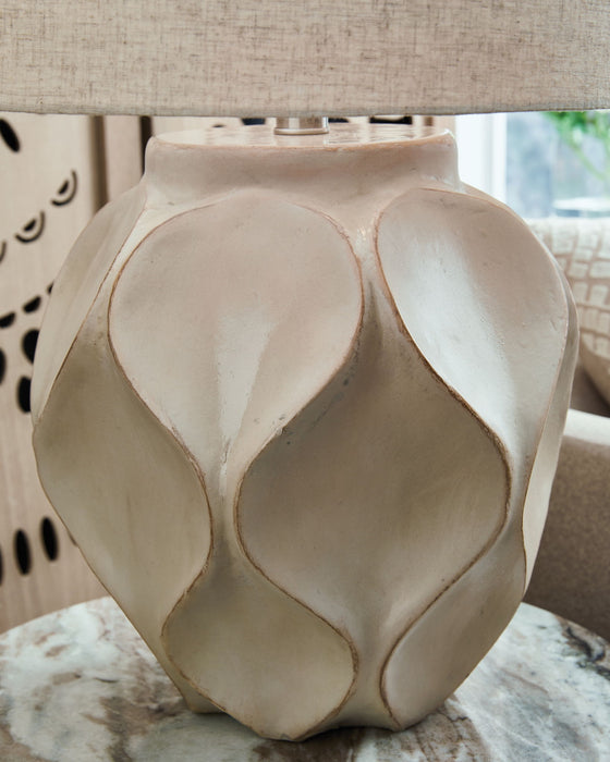 Edselham - Paper Table Lamp - Distressed Cream – Table Lamps by Signature Design by Ashley® at Furniture Wholesale Plus , Nashville furniture store