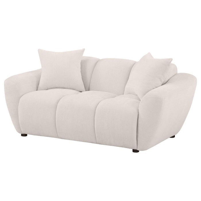 Destino - Chenille Upholstered Splayed Arm Loveseat - Greige – Stationary Loveseats by Coaster Fine Furniture at Furniture Wholesale Plus , Nashville furniture store