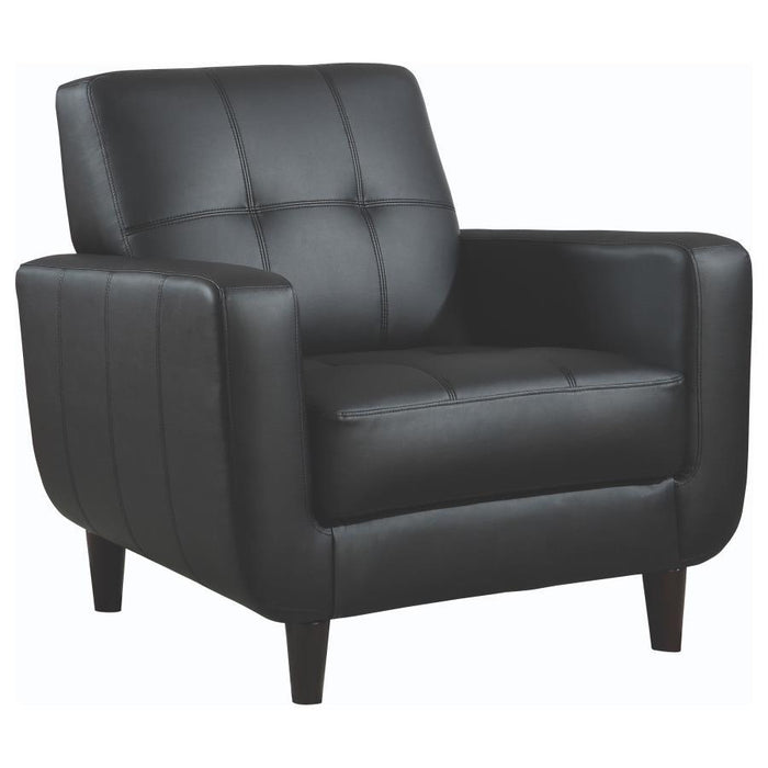 Aaron - Upholstered Track Arm Tufted Accent Chair - Black - Premium Accent Chairs from CoasterEssence - Just $469! Shop now at Furniture Wholesale Plus  We are the best furniture store in Nashville, Hendersonville, Goodlettsville, Madison, Antioch, Mount Juliet, Lebanon, Gallatin, Springfield, Murfreesboro, Franklin, Brentwood