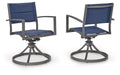 Rocky Creek - Sling Swivel Chair (Set of 2) - Blue / Gray – Chair Sets by Signature Design by Ashley® at Furniture Wholesale Plus , Nashville furniture store