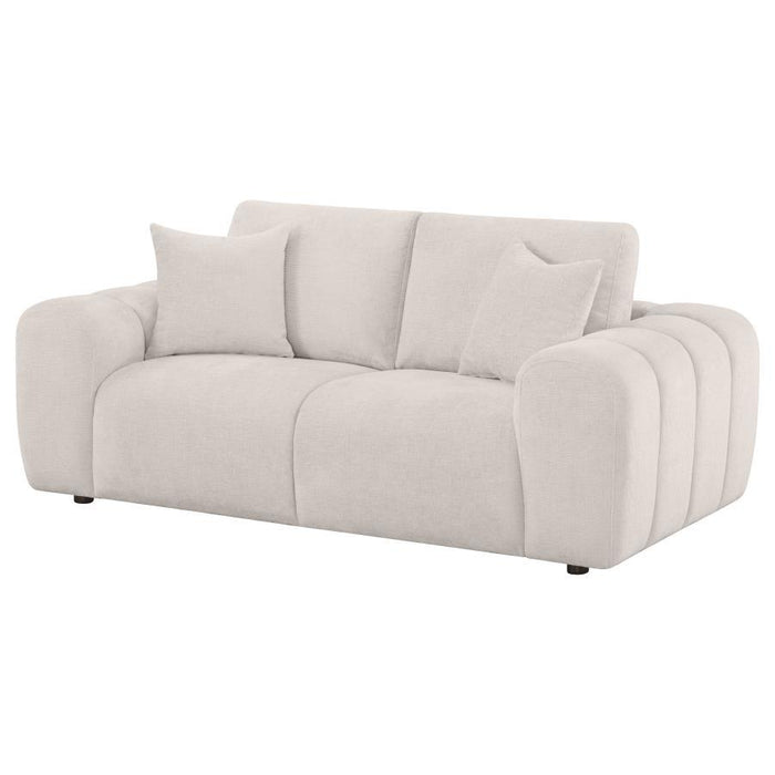 Burnett - Chenille Upholstered Wide Arm Loveseat – Stationary Loveseats by Coaster Fine Furniture at Furniture Wholesale Plus , Nashville furniture store