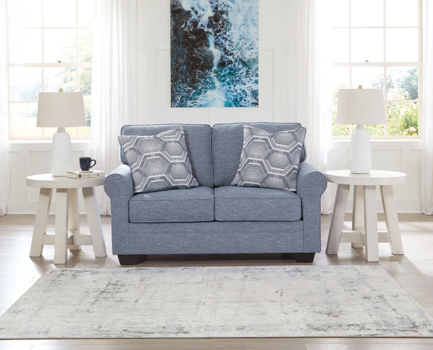 Carissa Manor - Loveseat - Denim – Stationary Loveseats by Benchcraft® at Furniture Wholesale Plus , Nashville furniture store