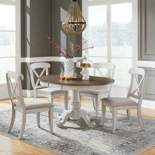 Ocean Isle - 5 Piece Pedestal Table Set - Antique White – 5 Piece Dining Room Sets by Liberty Furniture at Furniture Wholesale Plus , Nashville furniture store