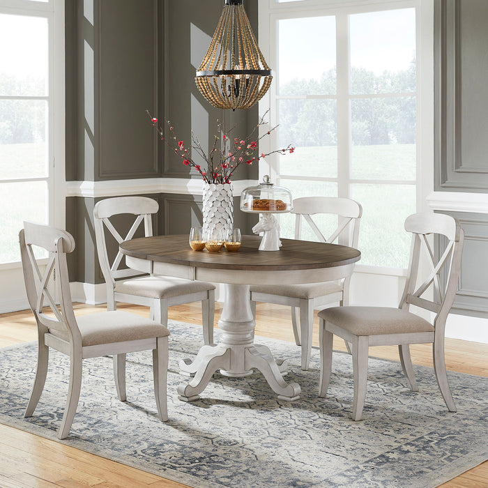 Ocean Isle - 5 Piece Pedestal Table Set - Antique White – 5 Piece Dining Room Sets by Liberty Furniture at Furniture Wholesale Plus , Nashville furniture store
