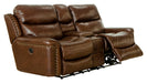 Ceretti - Power Reclining Console Loveseat - Brown Top Grain Italian Leather Match – Reclining Loveseats by Catnapper at Furniture Wholesale Plus , Nashville furniture store