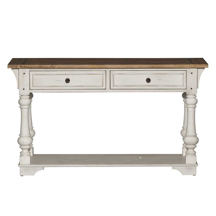 Morgan Creek - Sofa Table - Antique White / Wirebrushed Tobacco Accents – Sofa Tables by Liberty Furniture at Furniture Wholesale Plus , Nashville furniture store