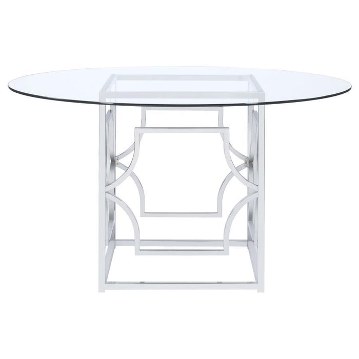 Starlight - Round Glass Top Metal Dining Table – Dining Tables by Coaster Fine Furniture at Furniture Wholesale Plus , Nashville furniture store