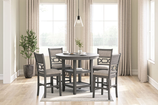 Wrenning - Gray - Drm Counter Table Set (Set of 5) - Premium 5 Piece Dining Room Sets from Signature Design by Ashley® - Just $618! Shop now at Furniture Wholesale Plus  We are the best furniture store in Nashville, Hendersonville, Goodlettsville, Madison, Antioch, Mount Juliet, Lebanon, Gallatin, Springfield, Murfreesboro, Franklin, Brentwood
