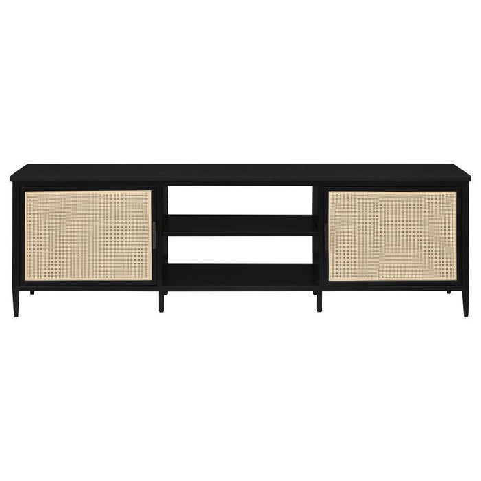 Amherst - 70" 2-Door Metal TV Stand Media Console - Black – TV Stands by Coaster Fine Furniture at Furniture Wholesale Plus , Nashville furniture store