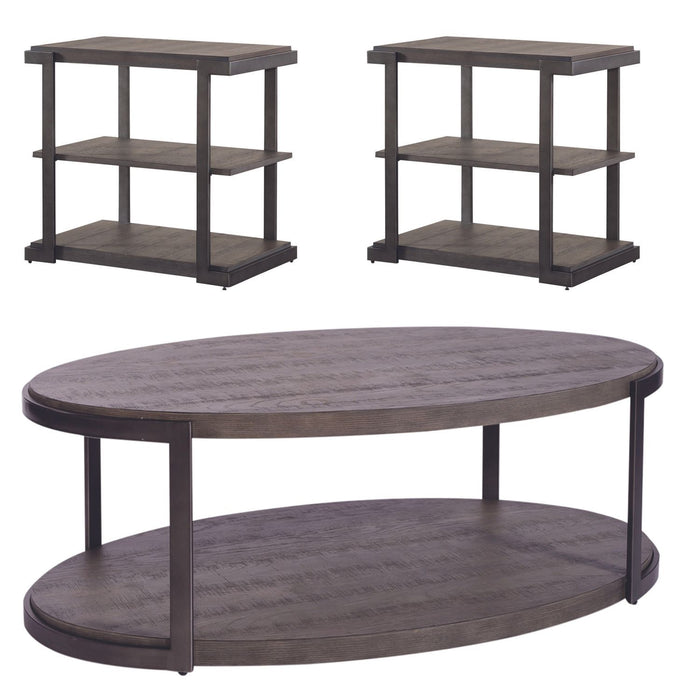 Modern View - 3 Piece Table Set (1 Oval Cocktail Table 2 End Tables) - Gauntlet Gray – Table Sets by Liberty Furniture at Furniture Wholesale Plus , Nashville furniture store