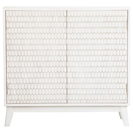 Gambon - 2 Door Wood Honeycomb Pattern Accent Cabinet - White – Accent Cabinets by CoasterElevations at Furniture Wholesale Plus , Nashville furniture store