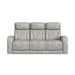 Prime Time - P3 Sofa With Ddt, 3.0 Table, 7 Colors (Led And Cup Holders), Reading Light, Vibration, Speaker, And Heat Massage - Leather Gel Light Gray – Reclining Sofas by Elements International at Furniture Wholesale Plus , Nashville furniture store