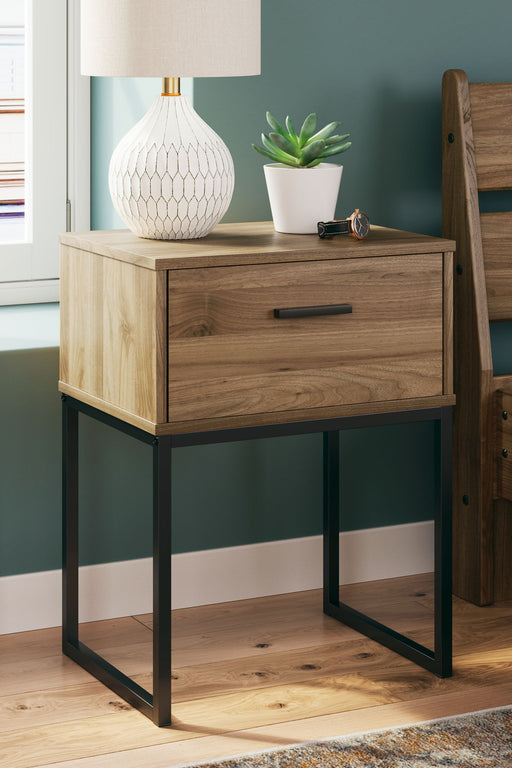Deanlow - Honey - One Drawer Night Stand - Premium Accent Nightstands from Signature Design by Ashley® - Just $108! Shop now at Furniture Wholesale Plus  We are the best furniture store in Nashville, Hendersonville, Goodlettsville, Madison, Antioch, Mount Juliet, Lebanon, Gallatin, Springfield, Murfreesboro, Franklin, Brentwood