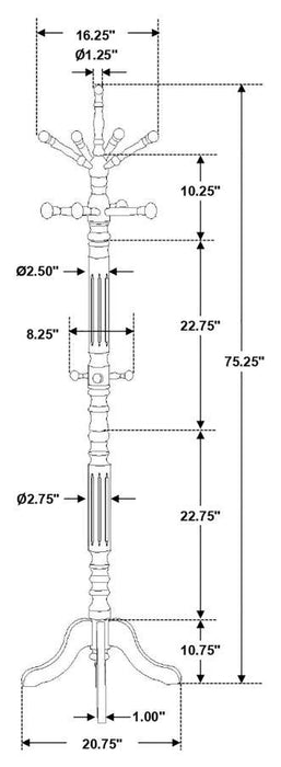 Achelle - 11 Hook Freestanding Coat Rack Hanger – Freestanding Coat Racks by CoasterEveryday at Furniture Wholesale Plus , Nashville furniture store