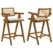 Kane - Woven Rattan Wood Bar Chair (Set of 2) - Light Walnut – Stool Sets by Coaster Fine Furniture at Furniture Wholesale Plus , Nashville furniture store