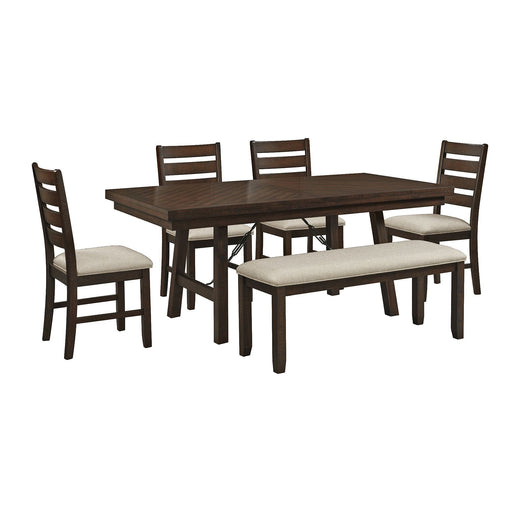 Jax - 6 Piece Dining Set (72" Table, Four Chairs And Bench) - Cherry – 6 Piece Dining Room Sets by Elements International at Furniture Wholesale Plus , Nashville furniture store