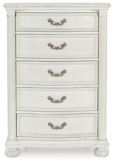 Montelaine - Five Drawer Chest - Antique White – Accent Chests by Benchcraft® at Furniture Wholesale Plus , Nashville furniture store
