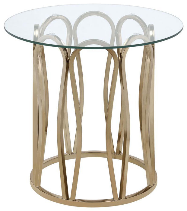 Monett - Round Glass Top Table – End Tables by CoasterEssence at Furniture Wholesale Plus , Nashville furniture store