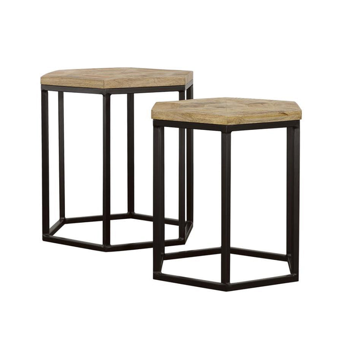 Adger - 2 Piece Hexagonal Nesting Tables - Natural And Black - Premium Nesting Tables from CoasterEssence - Just $399! Shop now at Furniture Wholesale Plus  We are the best furniture store in Nashville, Hendersonville, Goodlettsville, Madison, Antioch, Mount Juliet, Lebanon, Gallatin, Springfield, Murfreesboro, Franklin, Brentwood