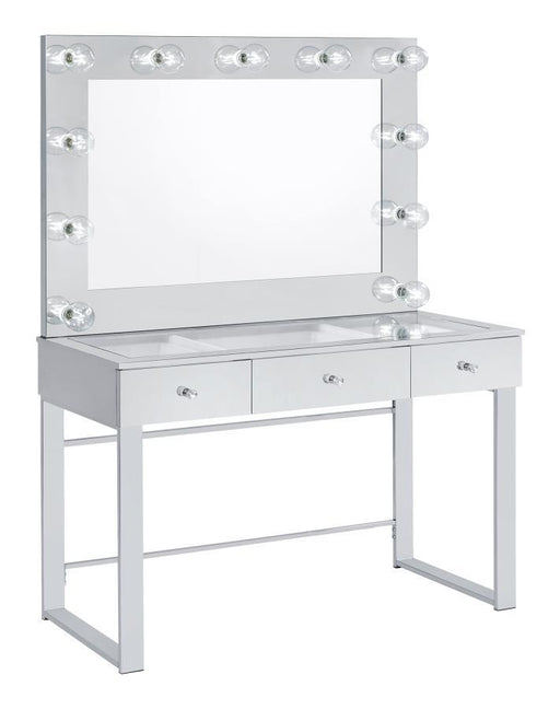 Umbridge - 3-Drawer Vanity Set With Lighting - Chrome And White - Premium Vanity Sets from CoasterEssence - Just $849! Shop now at Furniture Wholesale Plus  We are the best furniture store in Nashville, Hendersonville, Goodlettsville, Madison, Antioch, Mount Juliet, Lebanon, Gallatin, Springfield, Murfreesboro, Franklin, Brentwood