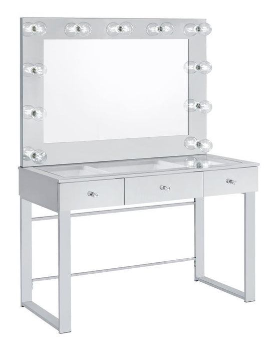 Umbridge - 3-Drawer Vanity Set With Lighting - Chrome And White - Premium Vanity Sets from CoasterEssence - Just $849! Shop now at Furniture Wholesale Plus  We are the best furniture store in Nashville, Hendersonville, Goodlettsville, Madison, Antioch, Mount Juliet, Lebanon, Gallatin, Springfield, Murfreesboro, Franklin, Brentwood