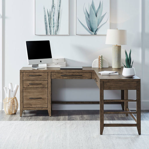 Shaker Lakes - L Shaped Desk Set - Harvest Brown – Corner Desks by Liberty Furniture at Furniture Wholesale Plus , Nashville furniture store
