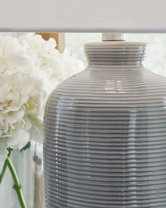 Wimlow - Ceramic Table Lamp - Gray Blue – Table Lamps by Signature Design by Ashley® at Furniture Wholesale Plus , Nashville furniture store