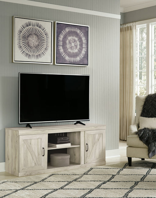 Bellaby - TV Stand With Faux Firebrick Fireplace Insert - Whitewash – Fireplace TV Stands by Signature Design by Ashley® at Furniture Wholesale Plus , Nashville furniture store