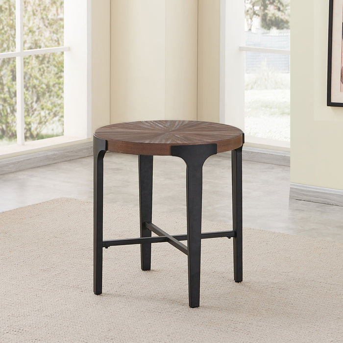 Chevron - Round End Table - Brown – End Tables by Steve Silver Furniture at Furniture Wholesale Plus , Nashville furniture store