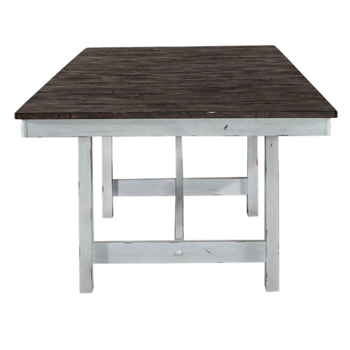 Farmhouse - Trestle Table - Two Tone White / Wood Tone – Dining Tables by Liberty Furniture at Furniture Wholesale Plus , Nashville furniture store