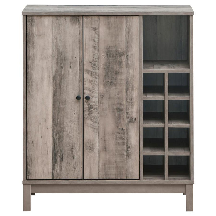 Cheyenne - 2 Door Home Bar Wine Cabinet - Weathered Acacia – Wine Cabinets by CoasterEveryday at Furniture Wholesale Plus , Nashville furniture store