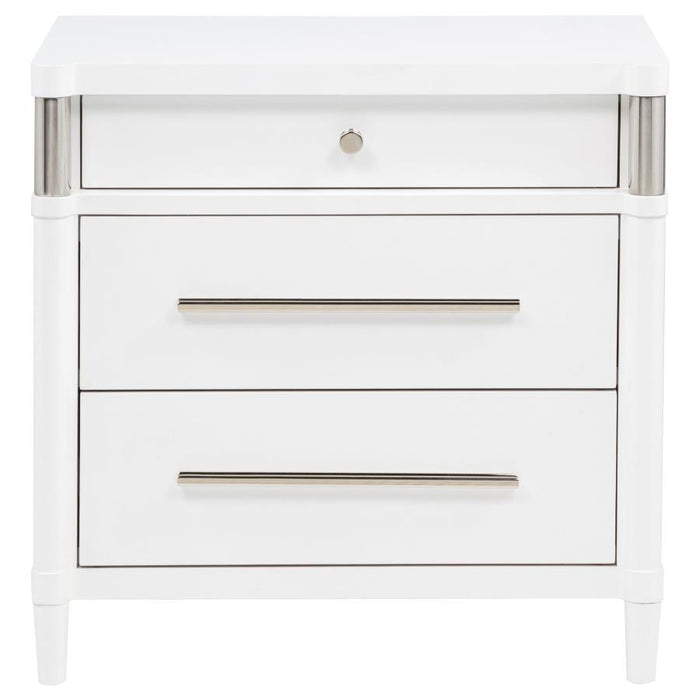 Gracemont - 3-Drawer Bedroom Nightstand Bedside Table - White – Accent Nightstands by Coaster Fine Furniture at Furniture Wholesale Plus , Nashville furniture store