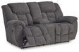 Foreside - Dbl Reclining Loveseat with Console - Charcoal – Reclining Loveseats by Signature Design by Ashley® at Furniture Wholesale Plus , Nashville furniture store