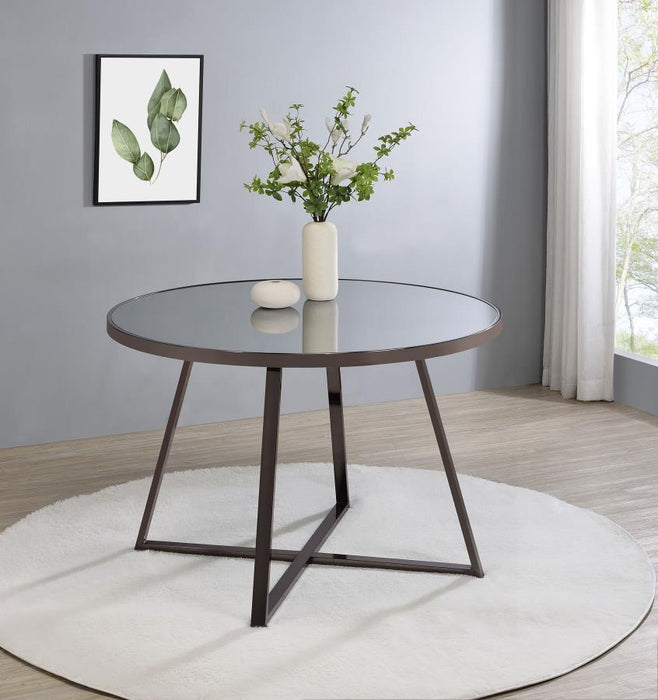 Jillian - Round Mirror Top Dining Table - Black Nickel – Dining Tables by Coaster Fine Furniture at Furniture Wholesale Plus , Nashville furniture store