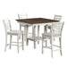 Brooks - 5 Piece Counter Set With Table And 4 Upholstery Seat & Wood Back Chairs - Medium Brown & White – 5 Piece Dining Room Sets by Elements International at Furniture Wholesale Plus , Nashville furniture store