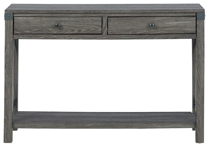 Freedan - Console Sofa Table - Grayish Brown – Sofa Tables by Signature Design by Ashley® at Furniture Wholesale Plus , Nashville furniture store