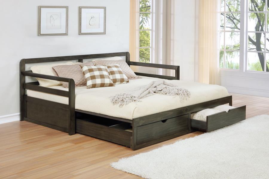 Sorrento - 2-Drawer Twin Long Daybed With Extension Trundle - Gray – Daybeds by CoasterEssence at Furniture Wholesale Plus , Nashville furniture store
