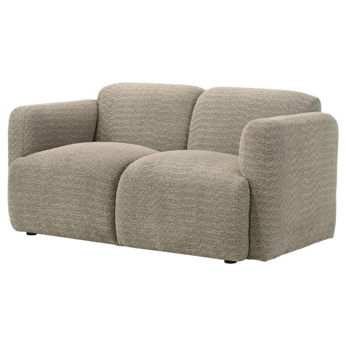 Dorset - Fabric Upholstered Round Track Arm Loveseat – Stationary Loveseats by Coaster Fine Furniture at Furniture Wholesale Plus , Nashville furniture store