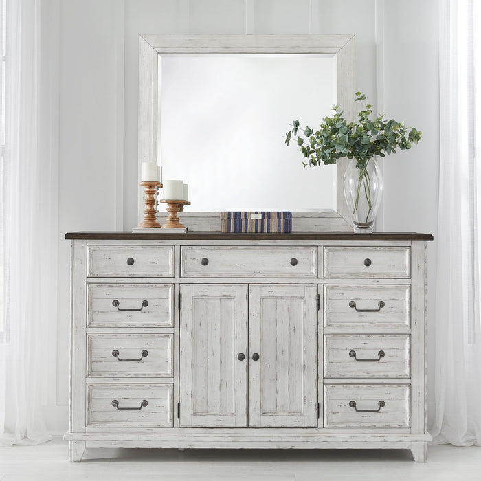 River Place - Dresser & Mirror - Riverstone White & Tobacco – Dresser & Mirror by Liberty Furniture at Furniture Wholesale Plus , Nashville furniture store