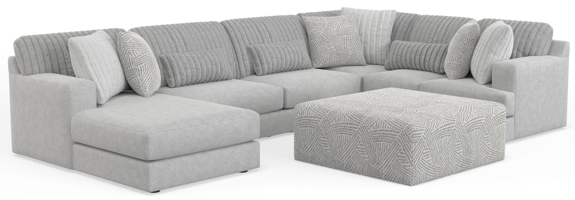 Logan - Upholstered Sectional With Comfort Coil Seating - 46" Cocktail Ottoman And Accent Pillows Included – 2 Piece Living Room Sets by Jackson at Furniture Wholesale Plus , Nashville furniture store