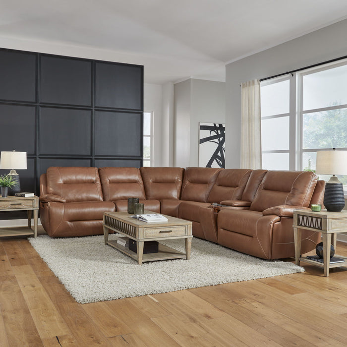 Cameron - 6 Piece Sectional - Dakota Saddle – Reclining Sectionals by Liberty Furniture at Furniture Wholesale Plus , Nashville furniture store