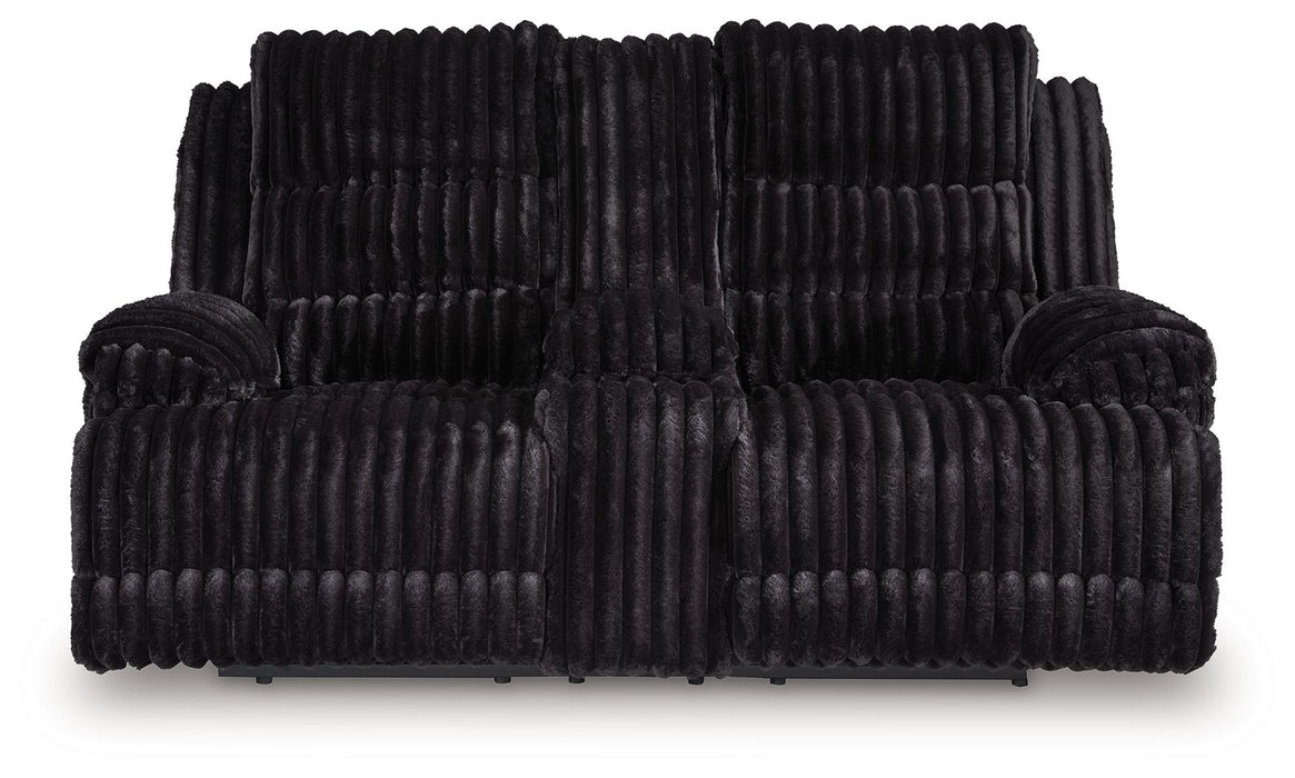 Rhine Falls - Double Reclining Power Loveseat With Console - Onyx – Reclining Loveseats by Signature Design by Ashley® at Furniture Wholesale Plus , Nashville furniture store