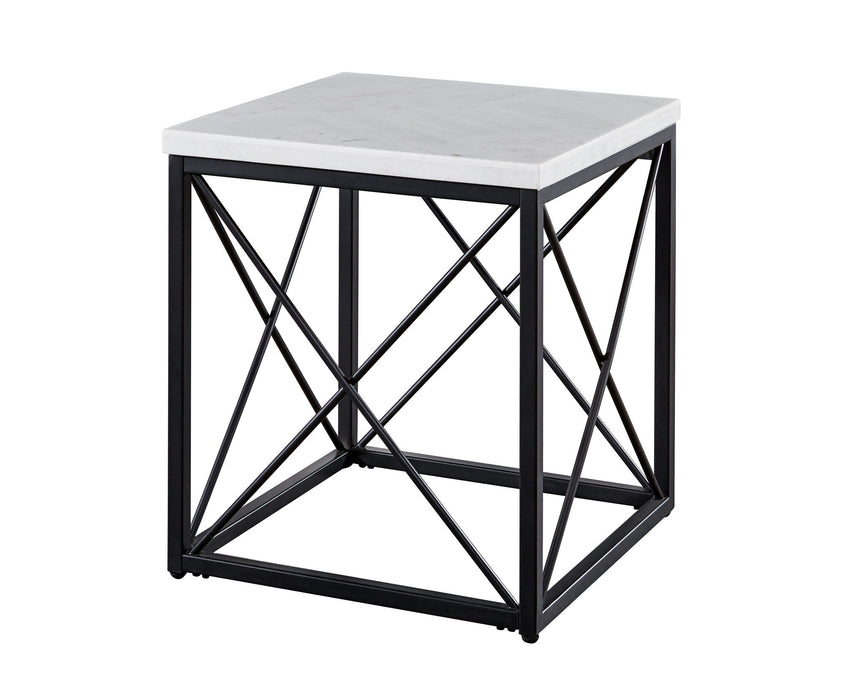 Skyler - Square End Table With Marble Top - White – End Tables by Steve Silver Furniture at Furniture Wholesale Plus , Nashville furniture store