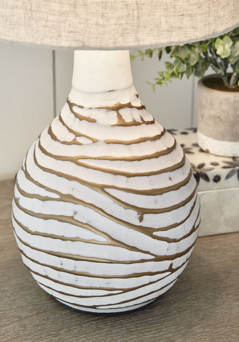 Aleela - Metal Table Lamp  - White / Gold Finish – Table Lamps by Signature Design by Ashley® at Furniture Wholesale Plus , Nashville furniture store